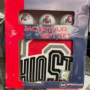 NCAA McArthur Towel And Gold Ball Set Ohio State Buckeyes 15x25” Towel new